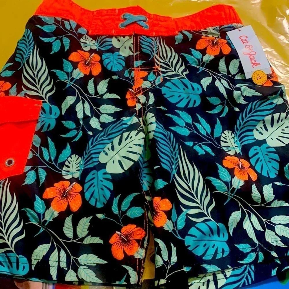 Size 8/10 Boys Cat & Jack Drawstring Swimming Shorts  Summer Vacation Beach